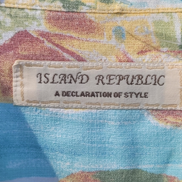 Island Republic Hawaiian Short Sleeve Shirt Blue Seaport Mens XLARG Cotton Rayon - Picture 7 of 8